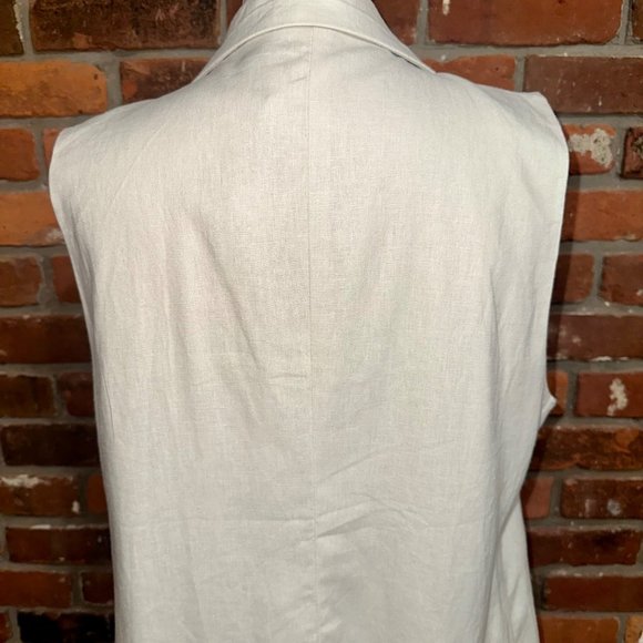 Happily Grey Ecru Sleeveless Open Front Linen Vest Size Large - Picture 7 of 8